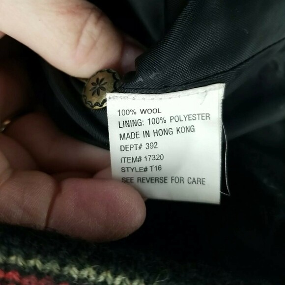 VTG ISLANDIC DESIGNS WOMENS JACKET RED SMALL S WOOL BUTTON FRONT V-NECK - Picture 9 of 11